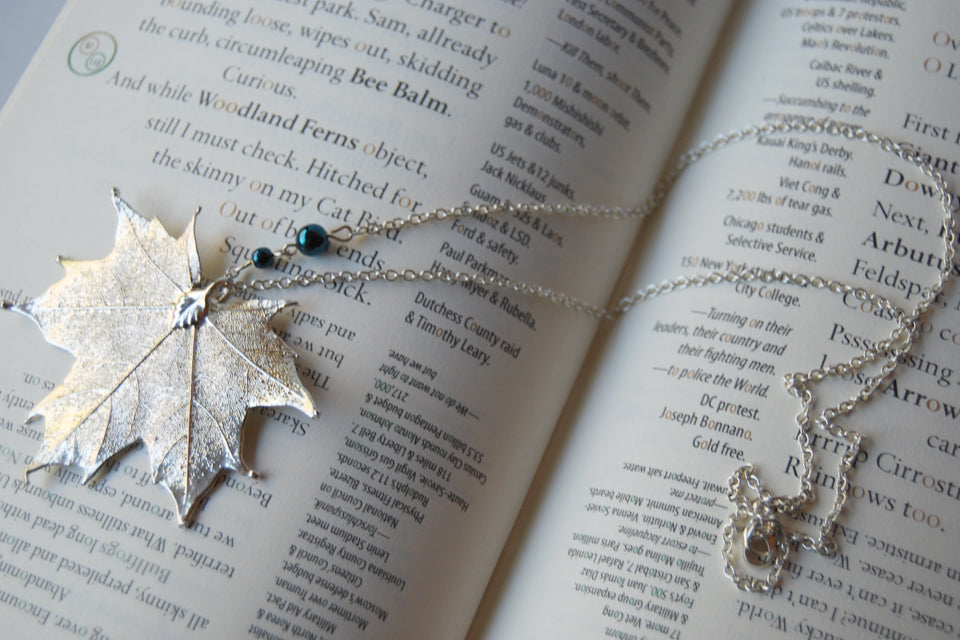 Large Fallen Silver Maple Leaf Necklace | REAL Maple Leaf Electroformed Nature - Enchanted Leaves - Nature Jewelry - Unique Handmade Gifts