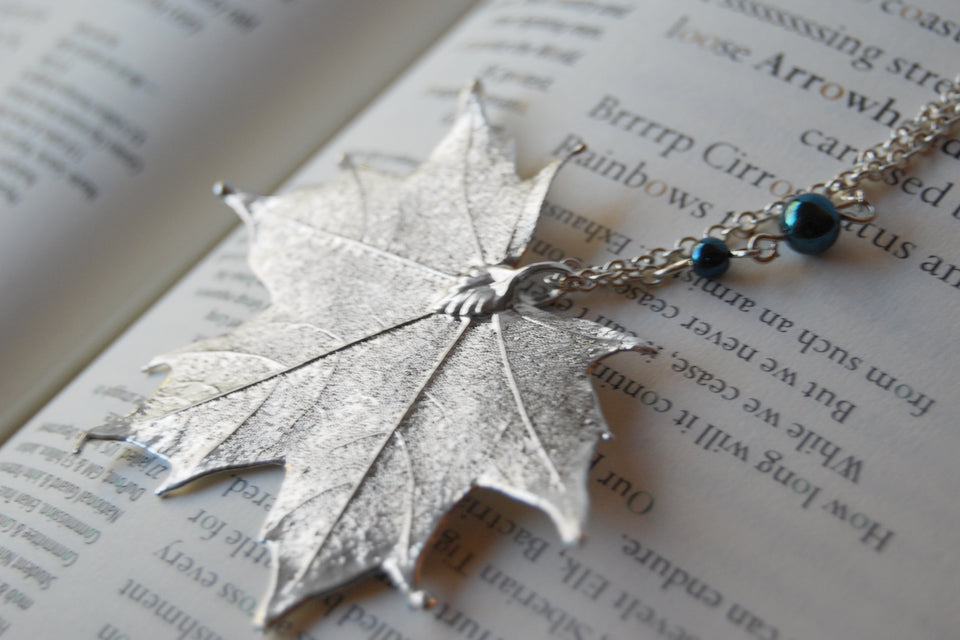 Large Fallen Silver Maple Leaf Necklace | REAL Maple Leaf Electroformed Nature - Enchanted Leaves - Nature Jewelry - Unique Handmade Gifts