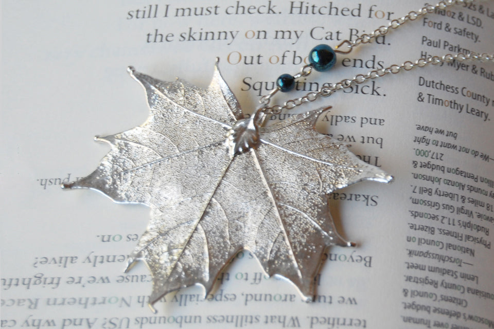 Large Fallen Silver Maple Leaf Necklace | REAL Maple Leaf Electroformed Nature - Enchanted Leaves - Nature Jewelry - Unique Handmade Gifts