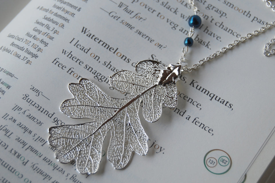 Large Fallen Silver Oak Leaf Necklace | REAL Oak Leaf Pendant | Silver Electroformed Pendant | Nature Jewelry - Enchanted Leaves - Nature Jewelry - Unique Handmade Gifts