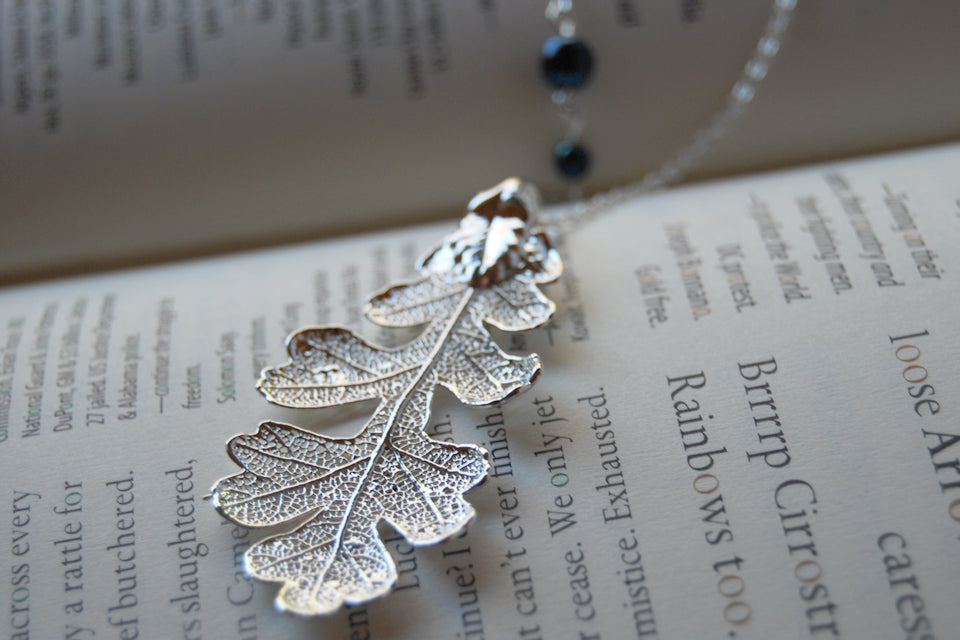 Custom Large Silver Oak Leaf Necklace | REAL Oak Leaf Pendant | Silver Electroformed Pendant | Nature Jewelry - Enchanted Leaves - Nature Jewelry - Unique Handmade Gifts