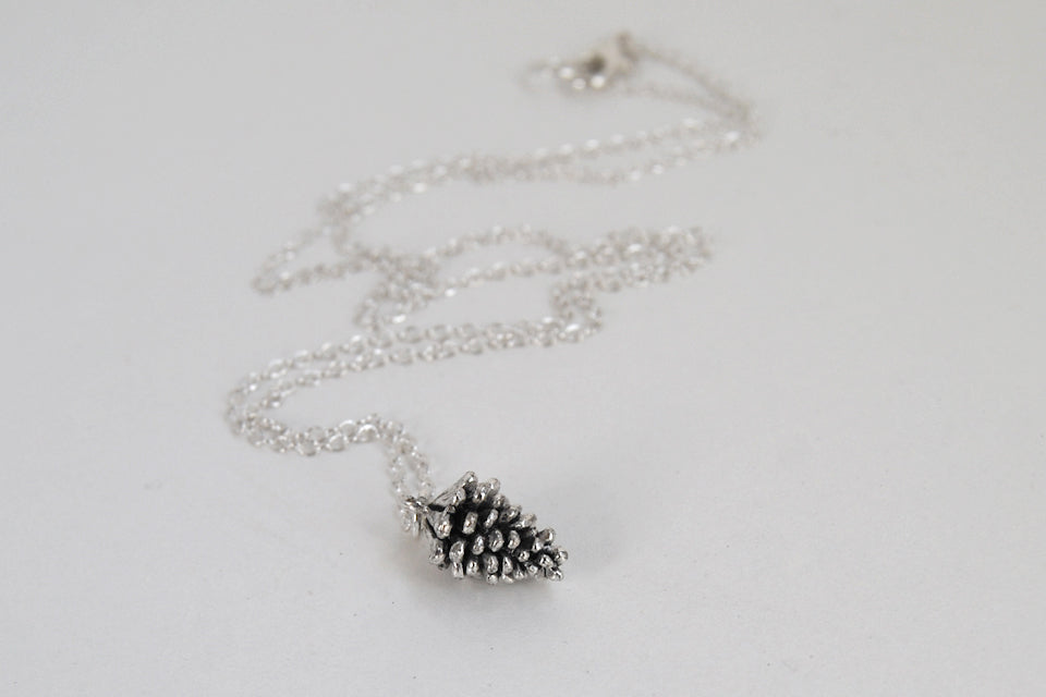 Delicate Silver Pine Cone Necklace | Pinecone Necklace | Silver Forest Pine Cone Charm | Pine Cone Pendant - Enchanted Leaves - Nature Jewelry - Unique Handmade Gifts