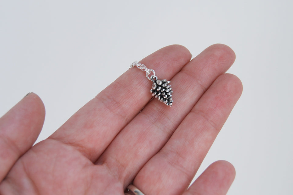 Delicate Silver Pine Cone Necklace | Pinecone Necklace | Silver Forest Pine Cone Charm | Pine Cone Pendant - Enchanted Leaves - Nature Jewelry - Unique Handmade Gifts