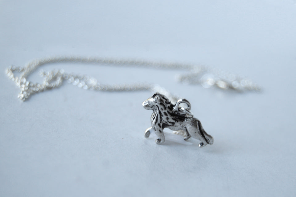 Little Lion Necklace | Silver Lion Charm Necklace | Wild Animal Pendant - Enchanted Leaves - Nature Jewelry - Unique Handmade Gifts