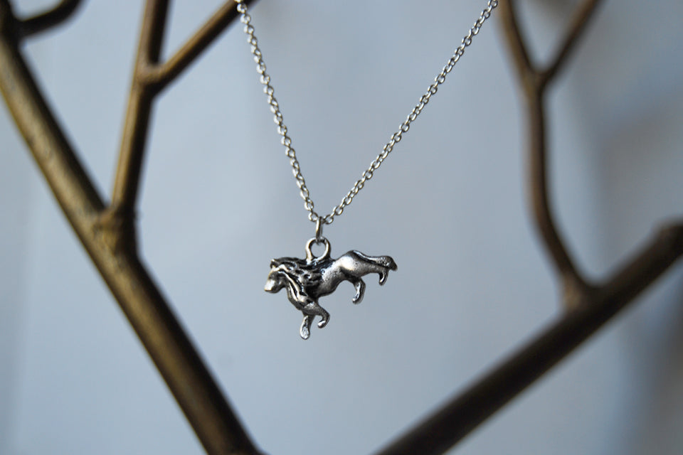 Little Lion Necklace | Silver Lion Charm Necklace | Wild Animal Pendant - Enchanted Leaves - Nature Jewelry - Unique Handmade Gifts