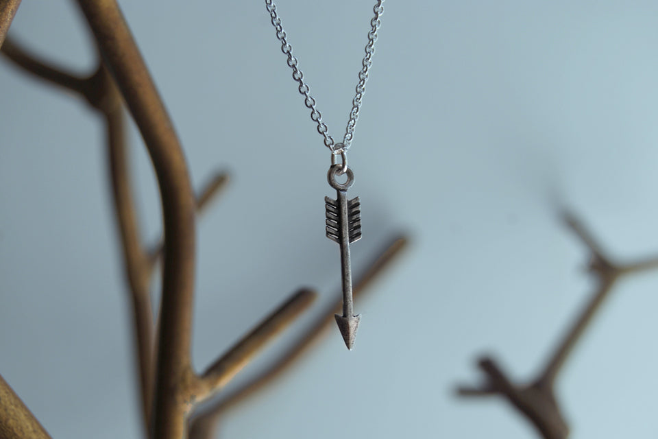 Little Silver Arrow Necklace | Arrow Charm Necklace | Boho Jewelry - Enchanted Leaves - Nature Jewelry - Unique Handmade Gifts