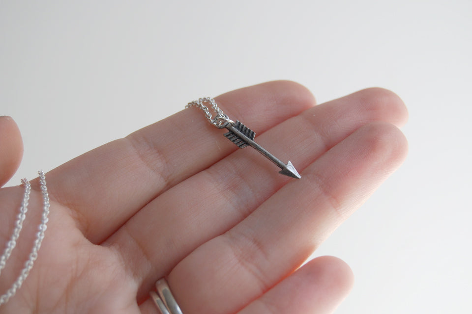 Little Silver Arrow Necklace | Arrow Charm Necklace | Boho Jewelry - Enchanted Leaves - Nature Jewelry - Unique Handmade Gifts