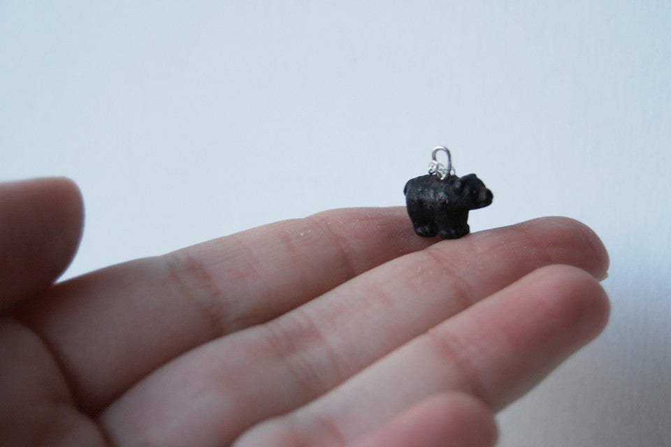 Little Black Bear Necklace | Cute Bear Charm Necklace | Yosemite Black Bear Necklace - Enchanted Leaves - Nature Jewelry - Unique Handmade Gifts
