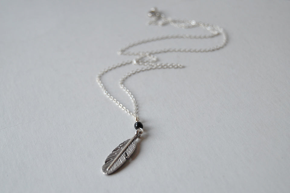Little Silver Feather Necklace | Woodland Feather Charm Necklace | Feather Jewelry - Enchanted Leaves - Nature Jewelry - Unique Handmade Gifts