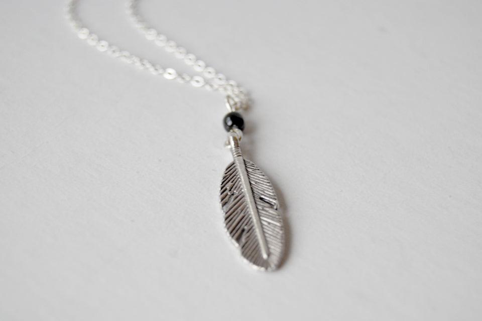 Little Silver Feather Necklace | Woodland Feather Charm Necklace | Feather Jewelry - Enchanted Leaves - Nature Jewelry - Unique Handmade Gifts