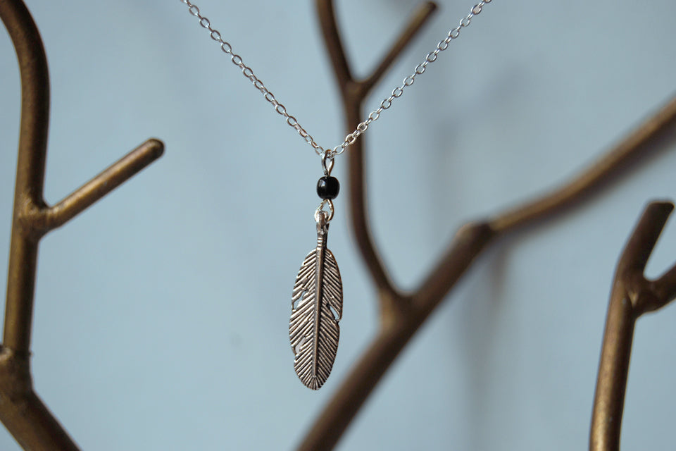 Little Silver Feather Necklace | Woodland Feather Charm Necklace | Feather Jewelry - Enchanted Leaves - Nature Jewelry - Unique Handmade Gifts