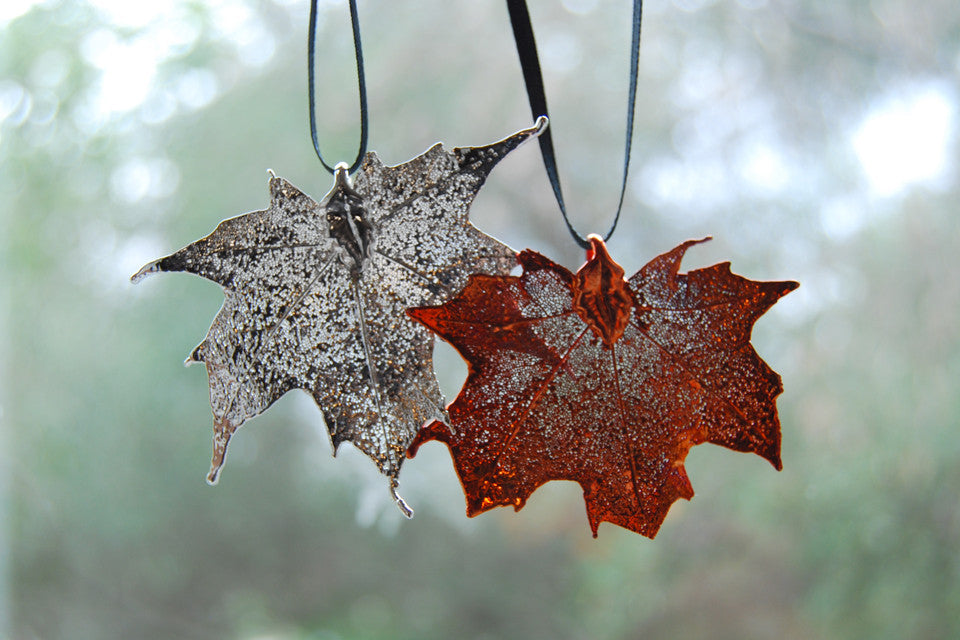 Real Maple Leaf Ornament  | Electroformed Nature | Fall Leaf Ornament | Nature Gift - Enchanted Leaves - Nature Jewelry - Unique Handmade Gifts