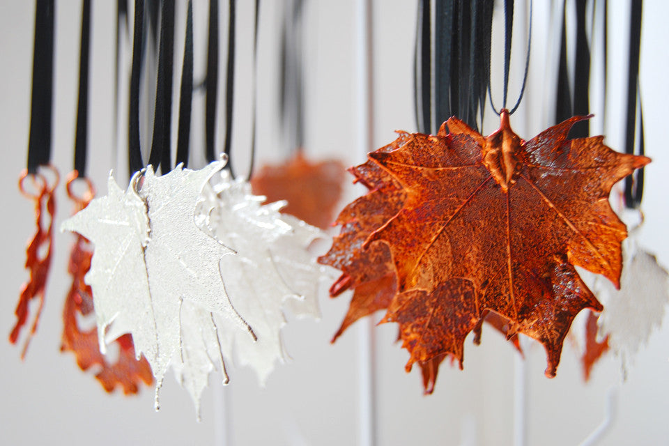 Real Maple Leaf Ornament  | Electroformed Nature | Fall Leaf Ornament | Nature Gift - Enchanted Leaves - Nature Jewelry - Unique Handmade Gifts