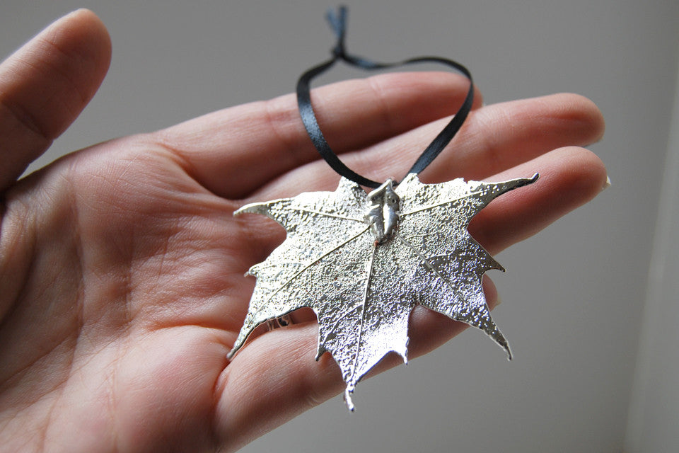 Real Maple Leaf Ornament  | Electroformed Nature | Fall Leaf Ornament | Nature Gift - Enchanted Leaves - Nature Jewelry - Unique Handmade Gifts