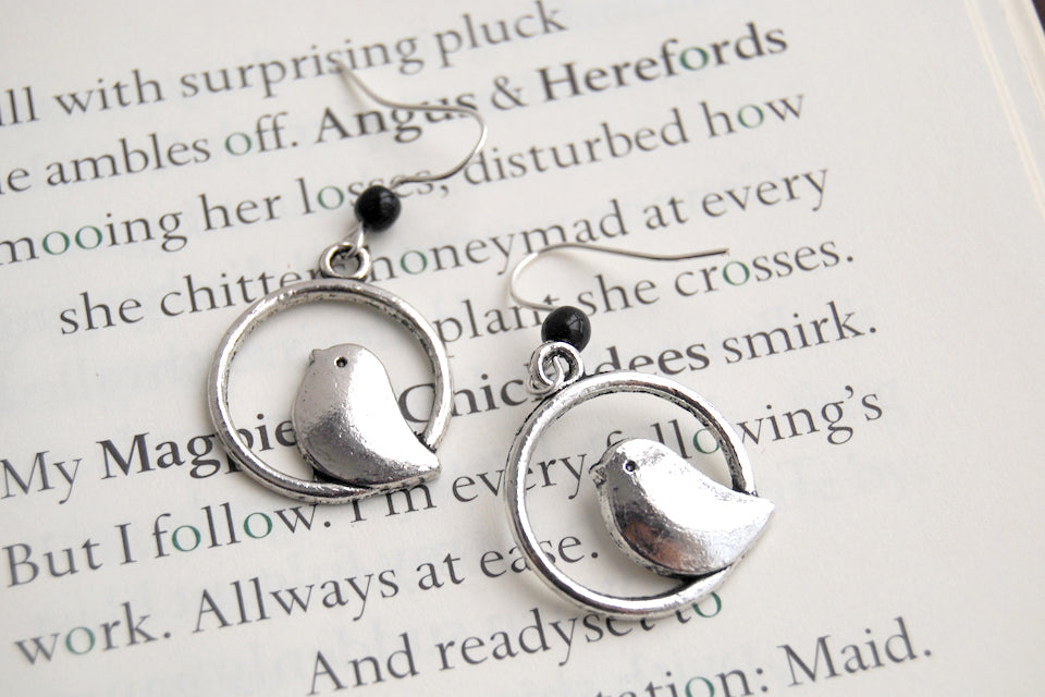 Minimal Silver Bird Earrings | Bird Charm Earrings | Cute Bird Jewelry - Enchanted Leaves - Nature Jewelry - Unique Handmade Gifts