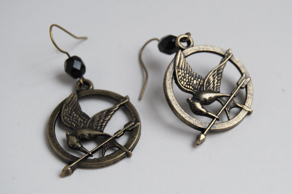 Mockingjay Earrings | Hunger Games Jewelry | MockingJay Pendant - Enchanted Leaves - Nature Jewelry - Unique Handmade Gifts