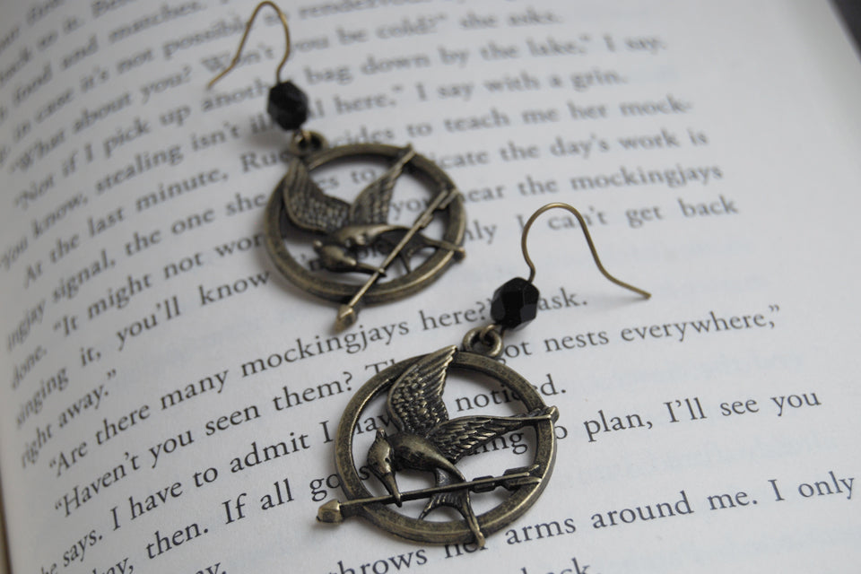 Mockingjay Earrings | Hunger Games Jewelry | MockingJay Pendant - Enchanted Leaves - Nature Jewelry - Unique Handmade Gifts