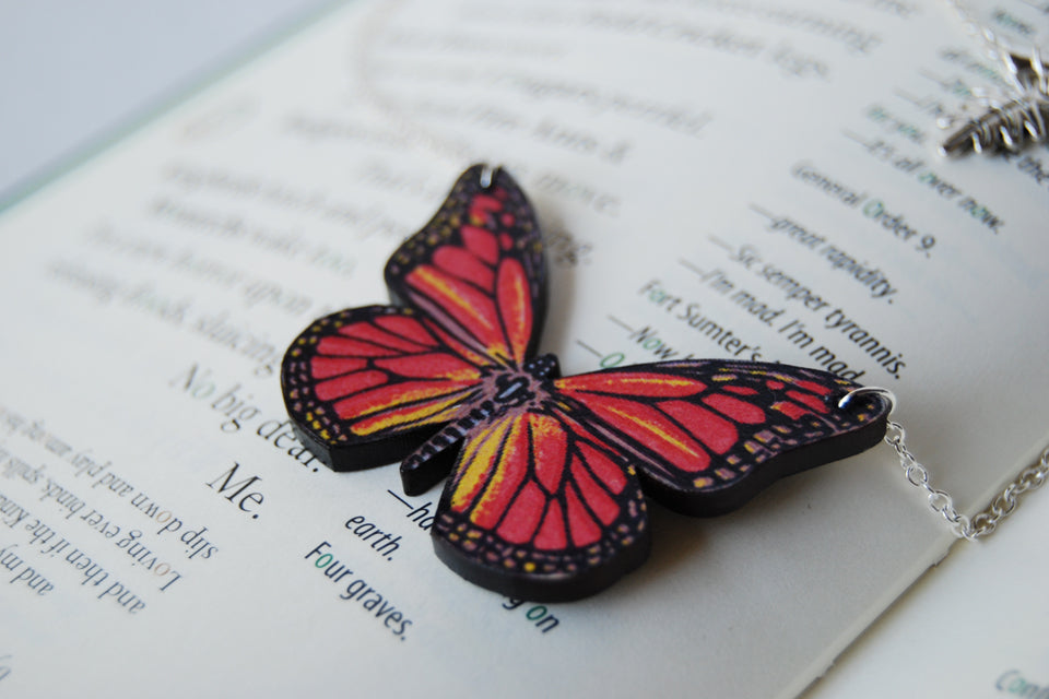 Monarch Butterfly Necklace | Butterfly Pendant | Forest Jewelry - Enchanted Leaves - Nature Jewelry - Unique Handmade Gifts
