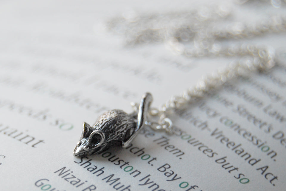 Teeny Tiny Mouse Necklace | Cute Little Silver Mouse Charm Necklace | Rat Necklace - Enchanted Leaves - Nature Jewelry - Unique Handmade Gifts