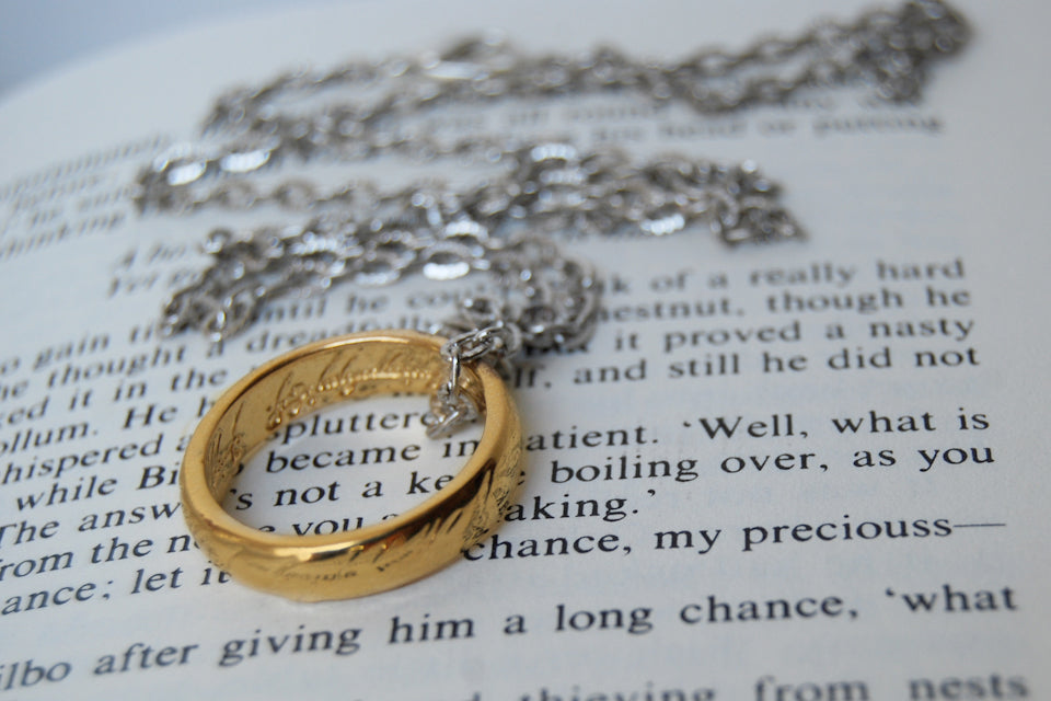 My Preciousss! | The One Ring Necklace | Lord of the Rings Necklace | Gold Ring of Power - Enchanted Leaves - Nature Jewelry - Unique Handmade Gifts