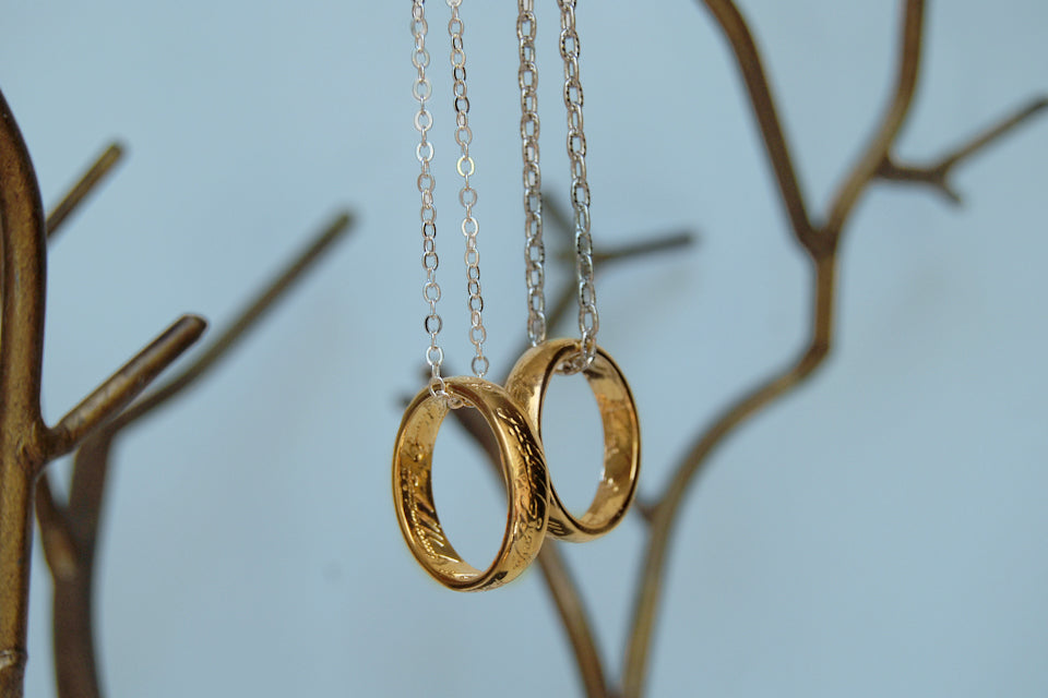 My Preciousss! | The One Ring Necklace | Lord of the Rings Necklace | Gold Ring of Power - Enchanted Leaves - Nature Jewelry - Unique Handmade Gifts