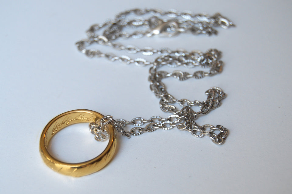 My Preciousss! | The One Ring Necklace | Lord of the Rings Necklace | Gold Ring of Power - Enchanted Leaves - Nature Jewelry - Unique Handmade Gifts