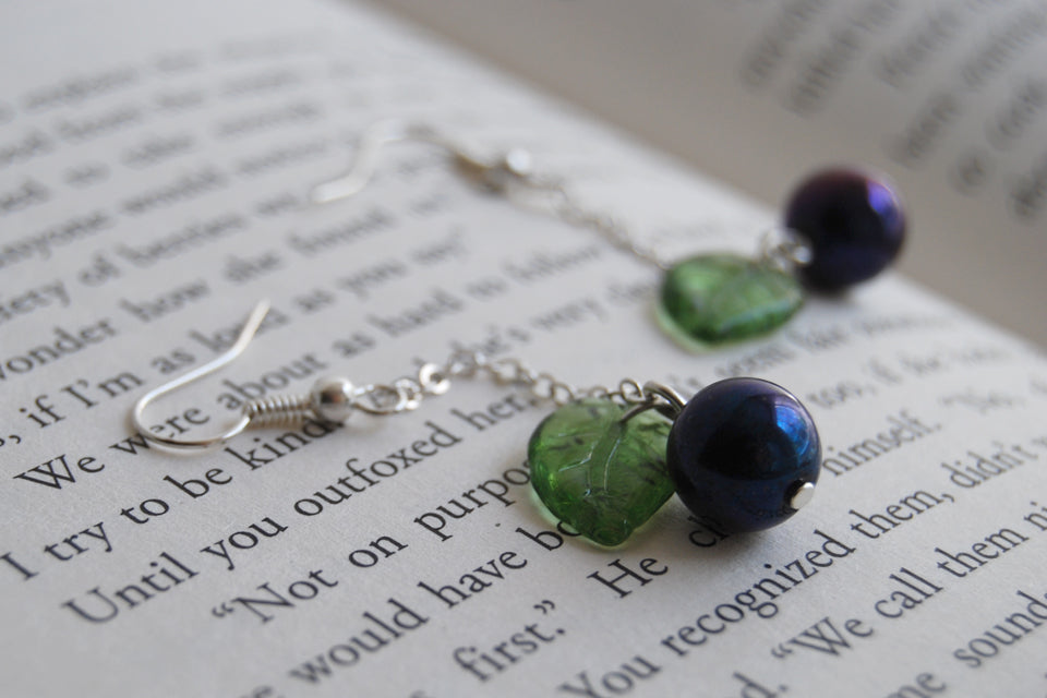 Nightlock Earrings Hunger Games Jewelry Berry Earrings Enchanted Leaves