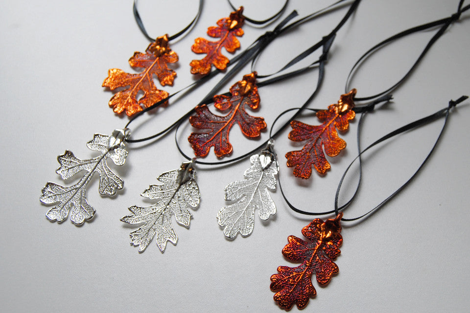 Real Oak Leaf Ornament  | Electroformed Nature | Fall Leaf Ornament | Nature Gift - Enchanted Leaves - Nature Jewelry - Unique Handmade Gifts