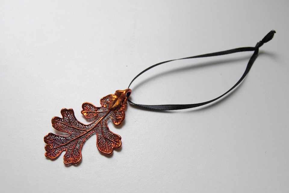 Real Oak Leaf Ornament  | Electroformed Nature | Fall Leaf Ornament | Nature Gift - Enchanted Leaves - Nature Jewelry - Unique Handmade Gifts