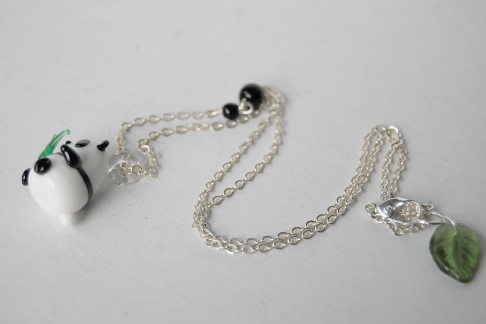 Panda Necklace | Cute Glass Panda Charm Necklace | Wildlife Jewelry - Enchanted Leaves - Nature Jewelry - Unique Handmade Gifts