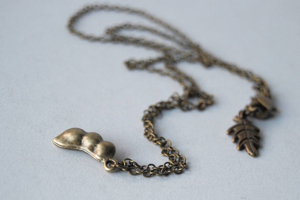 Three Peas in a Pod Necklace - Enchanted Leaves - Nature Jewelry - Unique Handmade Gifts