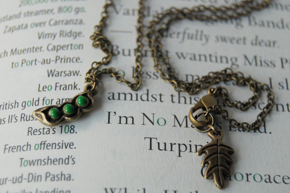 Three Peas in a Pod Necklace - Enchanted Leaves - Nature Jewelry - Unique Handmade Gifts