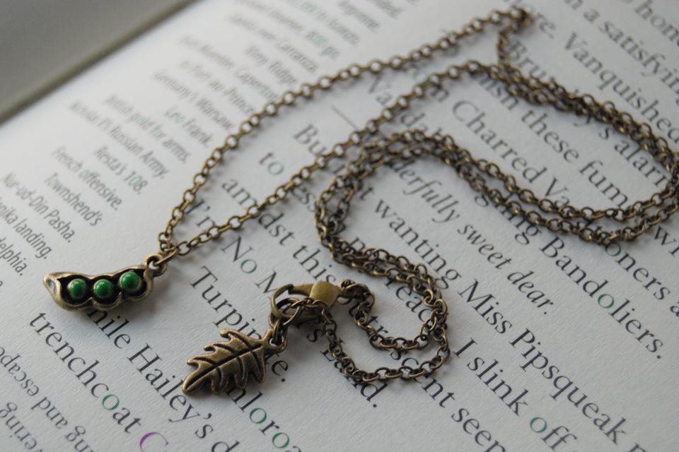 Three Peas in a Pod Necklace - Enchanted Leaves - Nature Jewelry - Unique Handmade Gifts