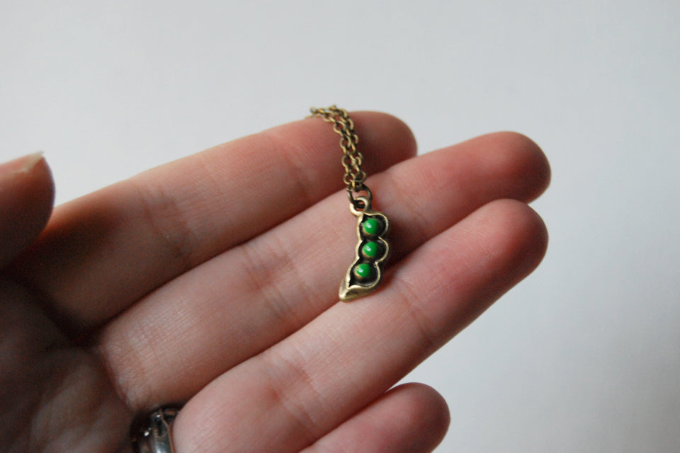 Three Peas in a Pod Necklace - Enchanted Leaves - Nature Jewelry - Unique Handmade Gifts