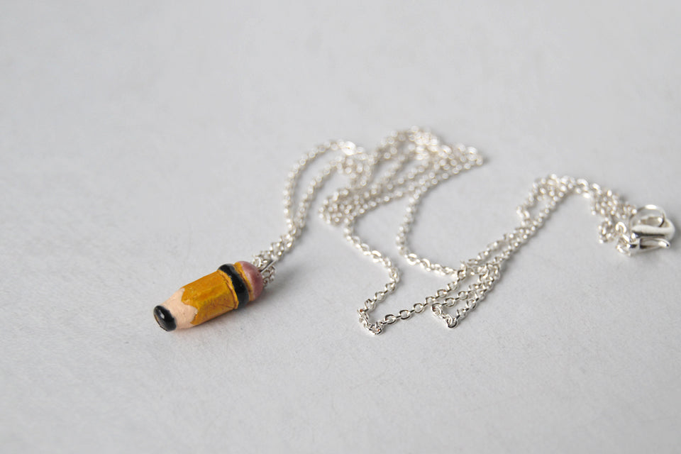 Teeny Tiny Pencil Necklace - Enchanted Leaves - Nature Jewelry - Unique Handmade Gifts