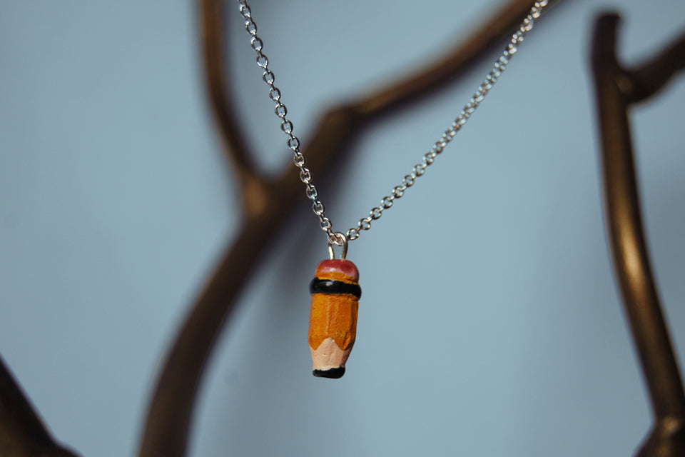 Teeny Tiny Pencil Necklace - Enchanted Leaves - Nature Jewelry - Unique Handmade Gifts