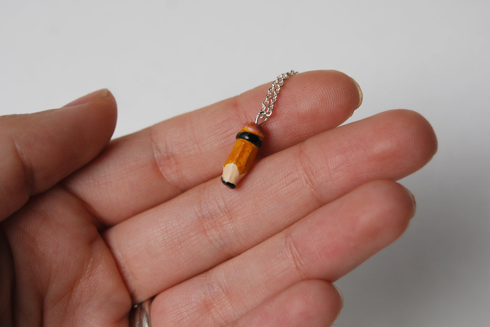 Teeny Tiny Pencil Necklace - Enchanted Leaves - Nature Jewelry - Unique Handmade Gifts