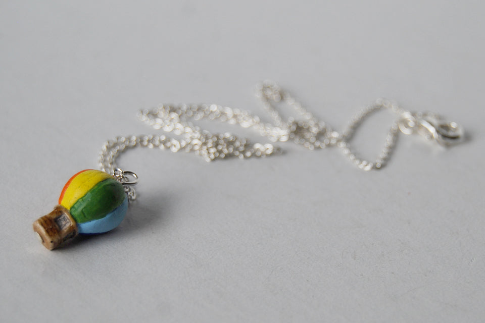 Petite Hot Air Balloon Necklace | Cute Whimsical Charm Necklace - Enchanted Leaves - Nature Jewelry - Unique Handmade Gifts