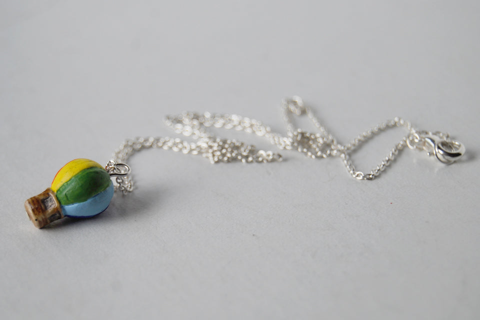 Petite Hot Air Balloon Necklace | Cute Whimsical Charm Necklace - Enchanted Leaves - Nature Jewelry - Unique Handmade Gifts