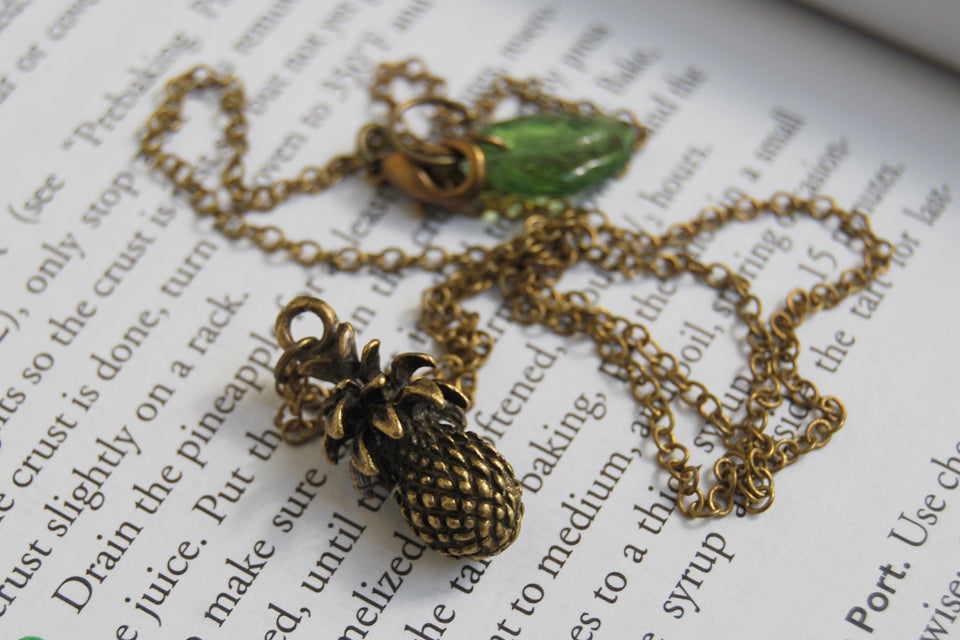 Aloha! Tropical Pineapple Necklace | Tiki Charm Jewelry - Enchanted Leaves - Nature Jewelry - Unique Handmade Gifts