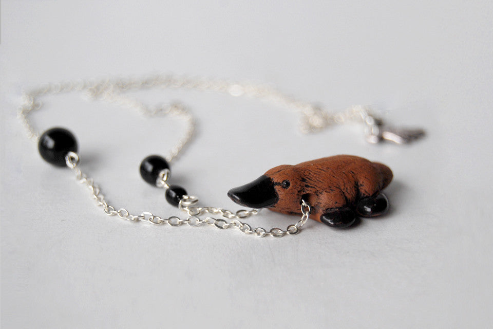 Darling Platypus Necklace | Handmade Platypus Pendant | Cute Platypus Necklace - Enchanted Leaves - Nature Jewelry - Unique Handmade Gifts