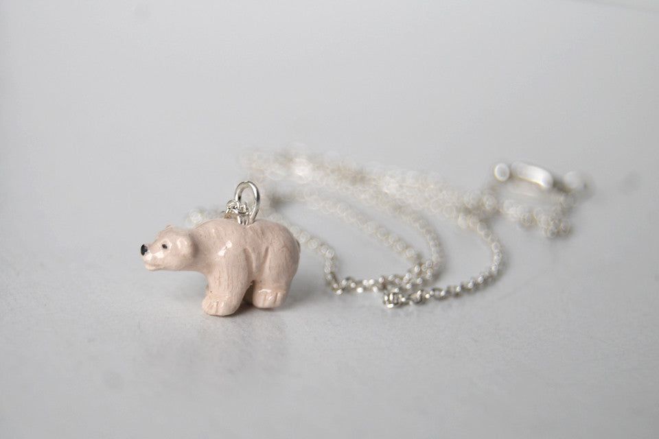 Little Polar Bear Necklace | Bear Charm Necklace | Wild Animal Jewelry - Enchanted Leaves - Nature Jewelry - Unique Handmade Gifts