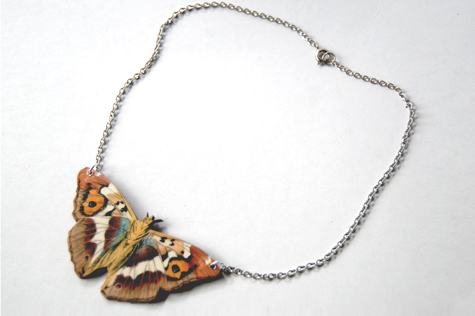 Purple Emperor Butterfly Necklace | Wooden Butterfly Necklace | Beautiful Butterfly Pendant - Enchanted Leaves - Nature Jewelry - Unique Handmade Gifts