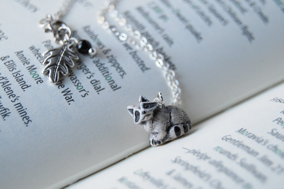 Rocky Raccoon | Cute Raccoon Charm Necklace | Rocket Raccoon Necklace - Enchanted Leaves - Nature Jewelry - Unique Handmade Gifts