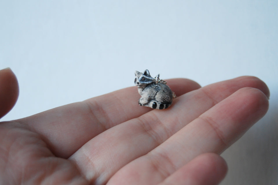 Rocky Raccoon | Cute Raccoon Charm Necklace | Rocket Raccoon Necklace - Enchanted Leaves - Nature Jewelry - Unique Handmade Gifts