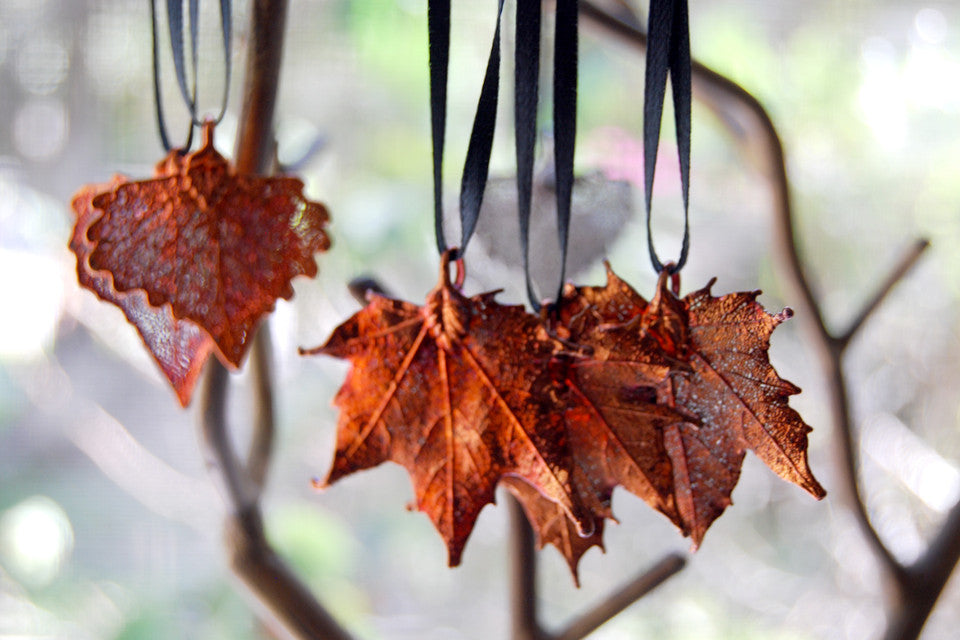 Real Maple Leaf Ornament  | Electroformed Nature | Fall Leaf Ornament | Nature Gift - Enchanted Leaves - Nature Jewelry - Unique Handmade Gifts