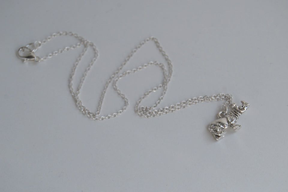 Rhino Necklace | Cute Silver Rhinoceros Charm Necklace | Wildlife Jewelry - Enchanted Leaves - Nature Jewelry - Unique Handmade Gifts
