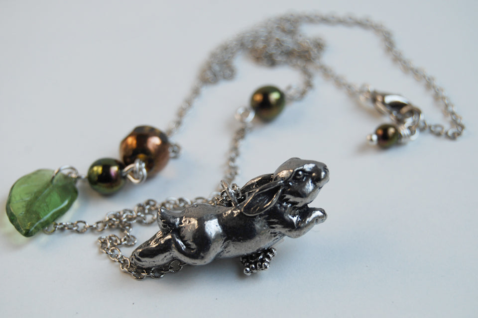 Rhosgobel Rabbit | The Hobbit Necklace | Rabbit Charm Necklace - Enchanted Leaves - Nature Jewelry - Unique Handmade Gifts