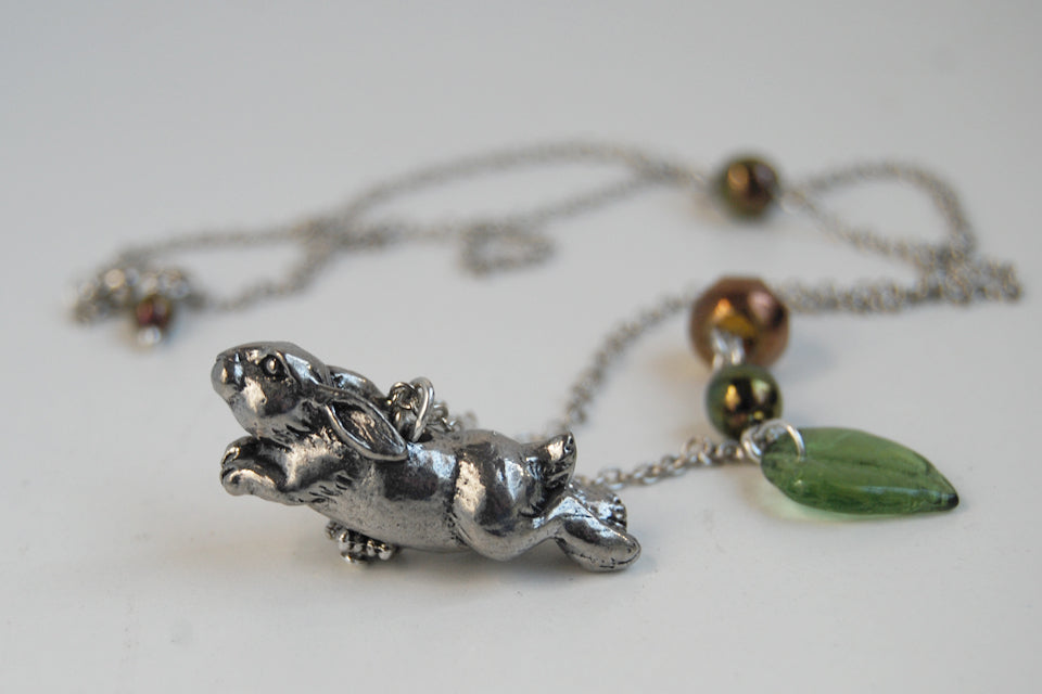 Rhosgobel Rabbit | The Hobbit Necklace | Rabbit Charm Necklace - Enchanted Leaves - Nature Jewelry - Unique Handmade Gifts