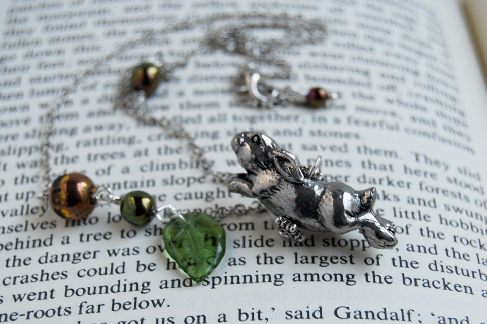 Rhosgobel Rabbit | The Hobbit Necklace | Rabbit Charm Necklace - Enchanted Leaves - Nature Jewelry - Unique Handmade Gifts